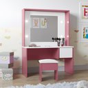 Ver imagem 2 de Penteadeira Infantil Diana Led Banqueta Rosa Branca Ofertamo