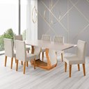 Ver imagem 1 de Conjunto Sala de Jantar 6 Lugares Retangular Haley Bege/Mel/Blonde