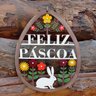 Guirlanda feliz páscoa em formato de ovo 25x20cm pintura manual - 2