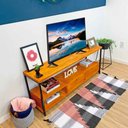 Ver imagem 2 de Rack de TV Industrial de Ferro e Madeira Style Square 2 Nichos de Gaveta e 1 Nicho Carvalho e Preto