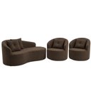 Ver imagem 2 de Kit de 01 Sofá Orgânico Curvo Feijão + 02 Poltronas Confortável Sala Estúdio Amore Bouclê Marrom - M