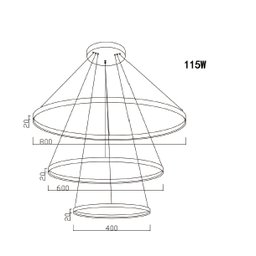 Lustre Pendente Moderno Dourado Anéis Led 3000k - 2