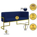 Ver imagem 6 de Sofá Namoradeira 2 Lugares Moderna Base Metal Gold Balaqui Azul Marinho
