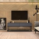 Ver imagem 1 de Rack Eros Estilo Industrial 140cm Sala Estar Cinza/Preto