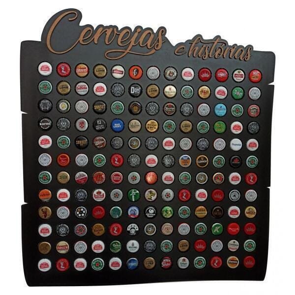 Quadro Porta Tampinhas Cervejas E Histórias Linha Black 156