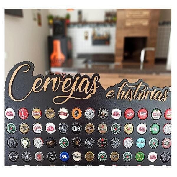 Quadro Porta Tampinhas Cervejas E Histórias Linha Black 156 - 5