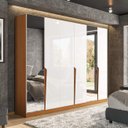 Ver imagem 1 de Guarda Roupa Casal 6 Portas e 4 Gavetas com Espelho 240848 Linha Porto Politorno Móveis