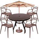 Ver imagem 1 de Kit Piscina Mesa Redonda Aluminio 4 Cadeira Jardim Ombrelone