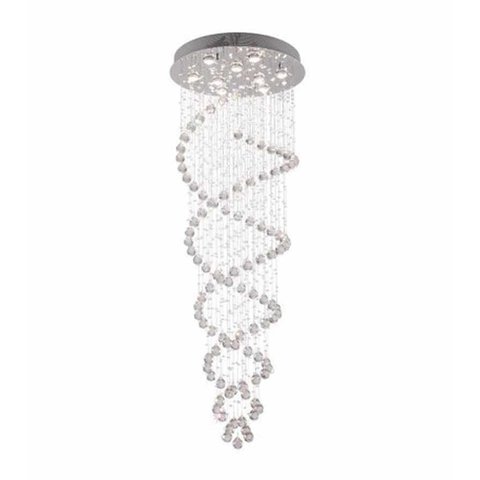 Lustre Cascata em Cristais Espiral 3,5M 9GU10 Ideal Para Pé Direito Duplo