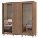 Ver imagem 2 de Guarda-Roupa Casal Madesa Lyon Plus 3 Portas de Correr com Espelhos 4 Gavetas com Pés Rustic Cor:Rus