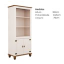 Ver imagem 3 de Estante Alta 2 Portas com Tampo Base e Pés em Madeira Maciça Joy Branco/Off White