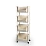 Carrinho Multiuso Organizador 4 Prateleiras em Plástico com Rodízio - Creme - 1