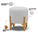 Ver imagem 4 de Kit Poltrona E Puff Preto Com Linho Cinza A05 Base Castanho