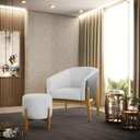 Ver mais imagens de Kit Poltrona E Puff Preto Com Linho Cinza A05 Base Castanho