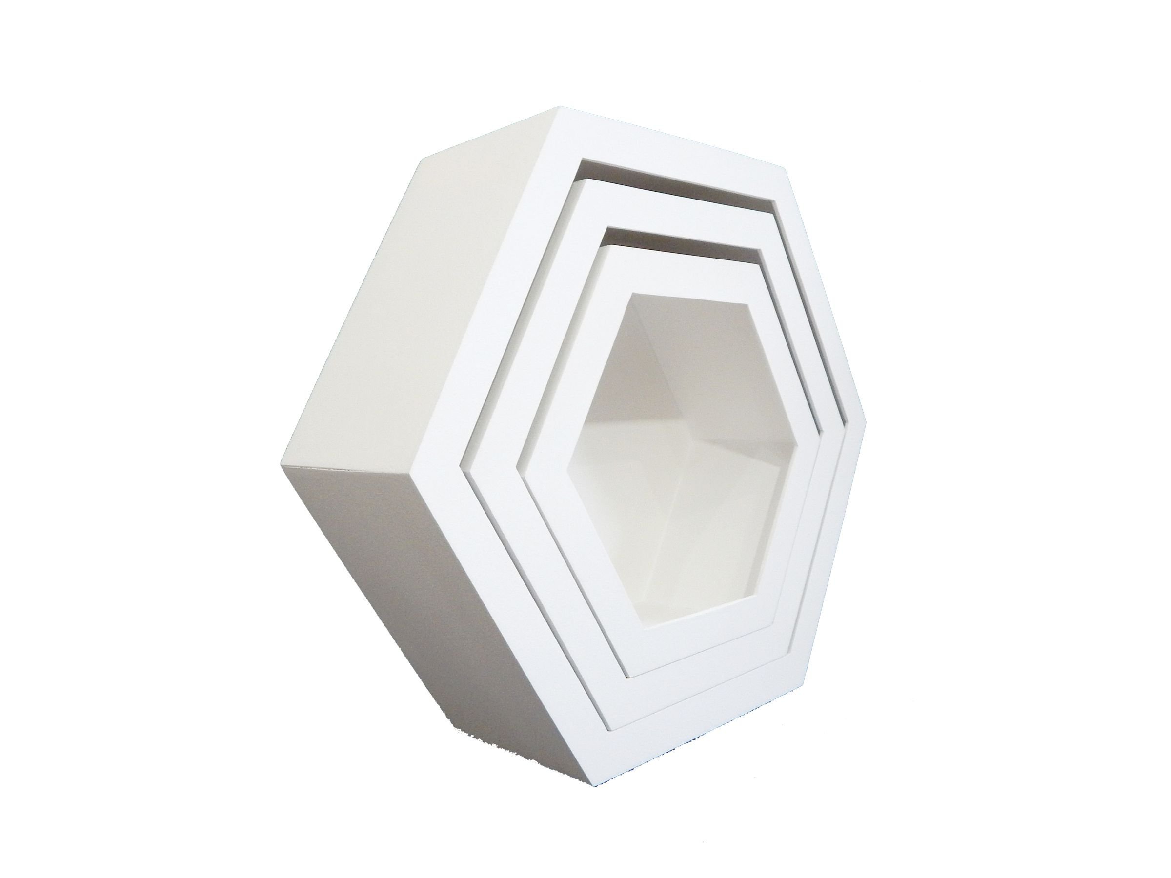 Trio de Nicho Colmeia Sextavado Hexagonal Branco Mdf Fundo