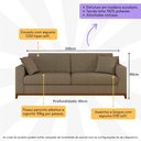 Ver imagem 3 de Sofá 3 Lugares com 2 Almofadas Inclusas Multimóveis Cr45240