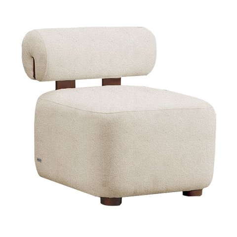 Poltrona Moderna Livi Bouclê Bege - Vallisa Decor