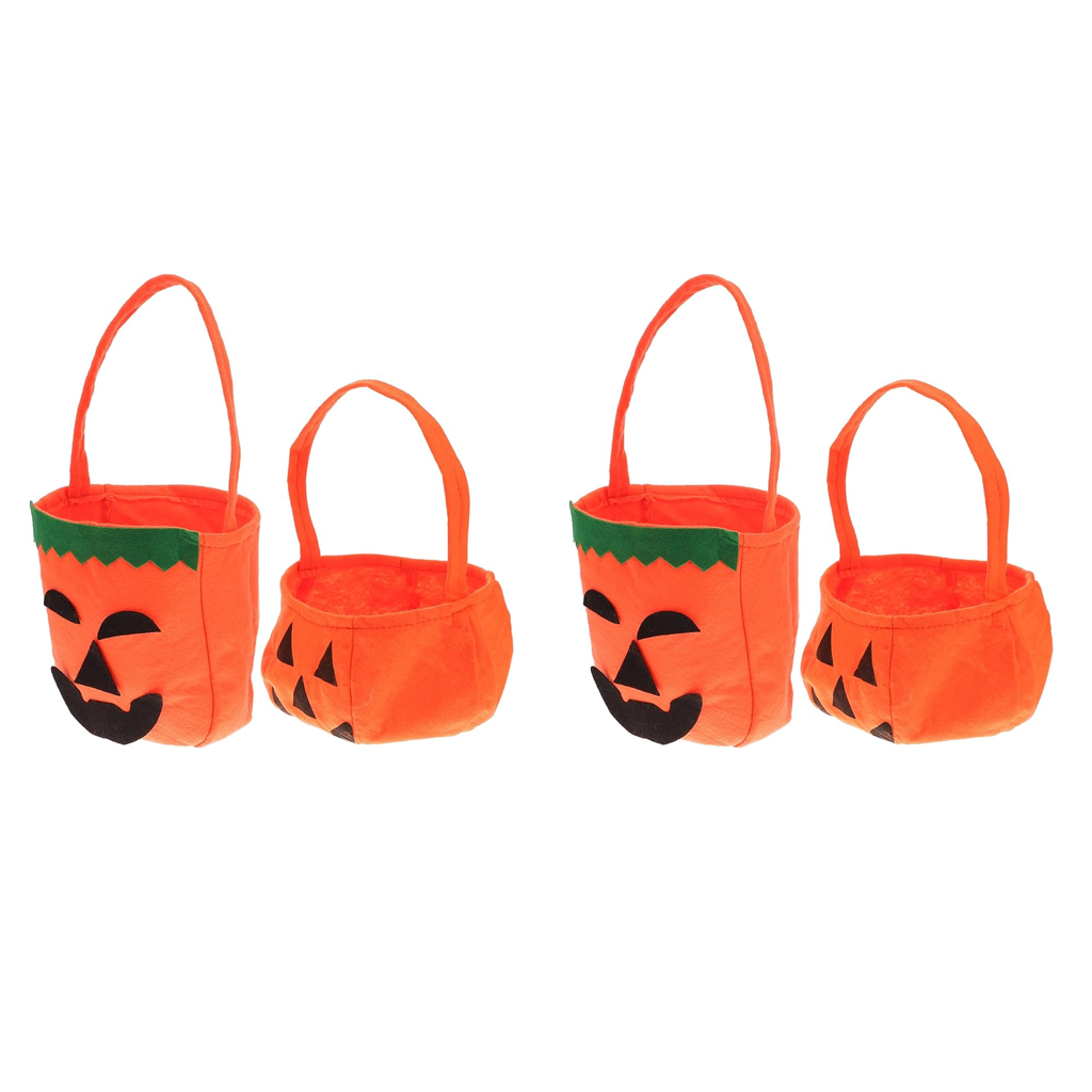 Kit 4 Bolsas de Abóbora de Halloween Mini Sacola de Doces