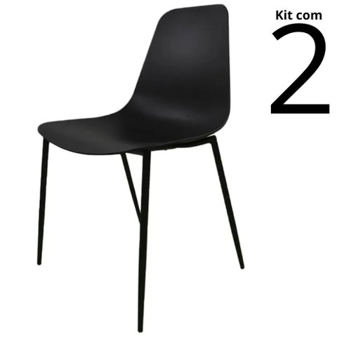 Conjunto 2 Cadeiras Miami Base em Aço - Preta