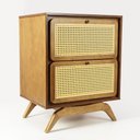 Ver imagem 1 de Mesa de Cabeceira Ricco 2 Gavetas Laminada com Palhinha Amêndoa