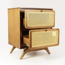 Ver imagem 4 de Mesa de Cabeceira Ricco 2 Gavetas Laminada com Palhinha Amêndoa