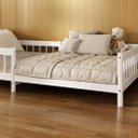 Ver imagem 2 de Cama Solteiro Infantil Montessori Elevada com Estrado Madeira Reforçada Branco Dudy