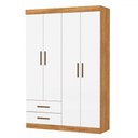 Ver imagem 2 de Guarda-roupa Solteiro Genova 4 Portas 2 Gavetas Cinamomo/branco - Carioca Móveis