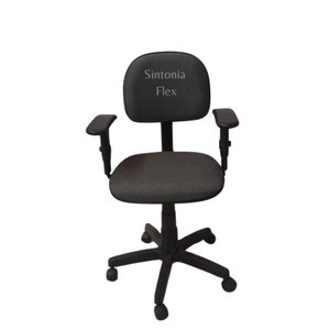 Cadeira Secretaria com Regulagem de Altura a Gás e Braço Regulagem Tecido Cinza