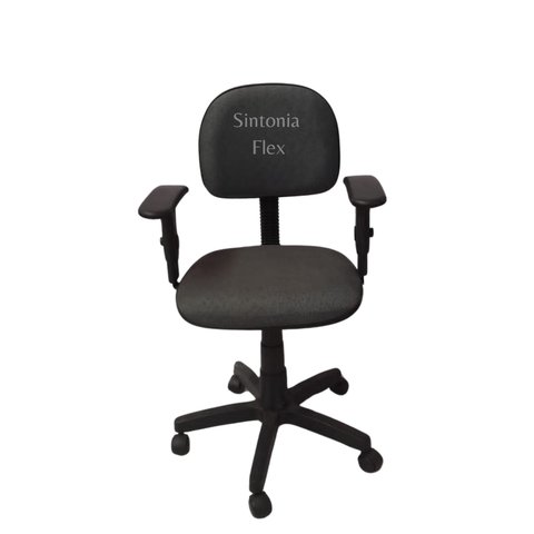 Cadeira Secretaria com Regulagem de Altura a Gás e Braço Regulagem Tecido Cinza