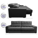 Ver imagem 2 de Sofá Retrátil e Reclinável 2,32m Molas Ensacadas Cama inBox Brasil Velusoft Cinza