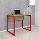 Ver imagem 1 de Escrivaninha Mesa Escritório PE25 90cm Samba e Vermelho Marrom