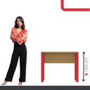 Ver imagem 5 de Escrivaninha Mesa Escritório PE25 90cm Samba e Vermelho Marrom