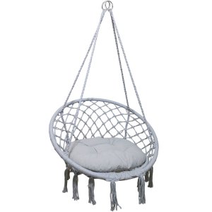 Rede Cadeira Balanço Suspensa Algodao Confortavel Teto Casa Varanda Jardim Quintal Area Lazer Terraç