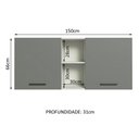 Ver imagem 3 de Armário de Cozinha Aéreo 150 cm 2 Portas e 2 Nichos Branco/Cinza Agata Madesa