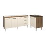 Cozinha Balcão Armário Gabinete de Pia 150 cm Deise e Balcão Fran para Fogão Cooktop 4 Bocas Savana  - 1