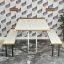 Ver imagem 5 de Kit Mesa Dobrável Retrátil de Parede Inox com Bancos 1,40m - Branco/noronha