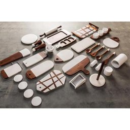 Tábua para Servir 30,5 Cm Mármore Branco e Madeira Oxford - 8