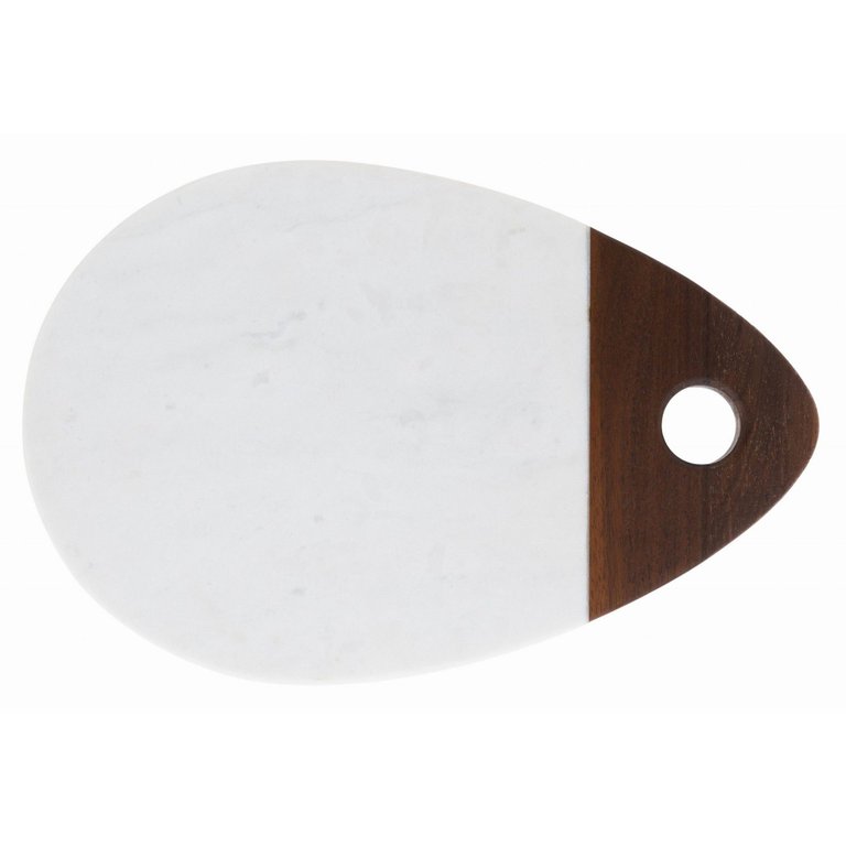 Tábua para Servir 30,5 Cm Mármore Branco e Madeira Oxford