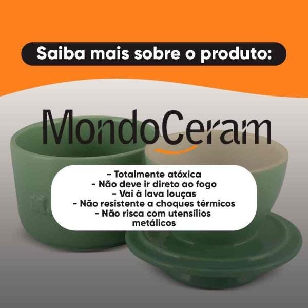 Manteigueira Cerâmica 250G Vermelha Mondoceram Gourmet - 5