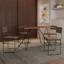 Ver imagem 1 de Mesa Jantar Industrial Trama 1,40x0,80m Amêndoa com 4 Cadeiras Estofadas Vitória Marrom e Preta