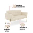 Ver imagem 3 de Sofá Namoradeira e 2 Poltronas Pé de Ferro Dourado Elisa Linho D03 - D'Rossi Cor A19 Bege
