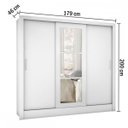 Ver imagem 4 de Guarda-Roupa Casal Lara 3 Portas 3 Gavetas com Espelho Branco - Pnr Móveis