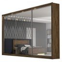 Ver imagem 2 de Guarda-roupa Casal Paris 3 Portas 6 Gavetas Espelhado 100% Mdf Braúna - Pnr Móveis