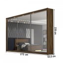 Ver imagem 4 de Guarda-roupa Casal Paris 3 Portas 6 Gavetas Espelhado 100% Mdf Braúna - Pnr Móveis