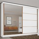 Ver imagem 1 de Guarda-Roupa Casal Paris 2 Portas 6 Gavetas Espelhado 100% MDF Branco - Panorama Móveis