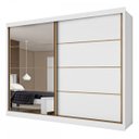 Ver imagem 2 de Guarda-Roupa Casal Paris 2 Portas 6 Gavetas Espelhado 100% MDF Branco - Panorama Móveis