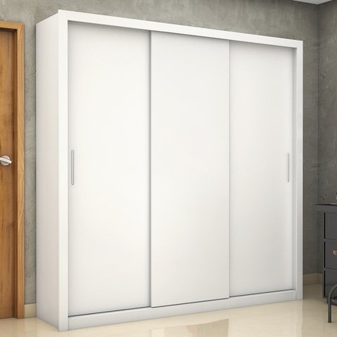 Guarda-Roupa Casal Clarice 3 Portas 3 Gavetas Branco - Pnr Móveis