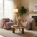 Ver imagem 1 de Kit 2 Poltronas Chloe Decorativas Orgânicas Bouclé Premium de Luxo Sala Quarto Recepção Encosto Rolo