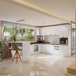 Cozinha de Canto Modulada Celeste Kappesberg 100% Mdf Branco