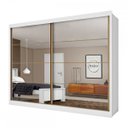 Ver imagem 2 de Guarda-Roupa Casal Paris Plus 2 Portas 6 Gavetas Espelhado 100% MDF Branco - Pnr Móveis